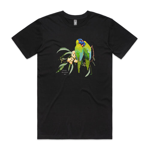 Lorikeet Lovers Tee by Lonely Kids Club. All clothing from our T-shirts to our shorts and hoodies are ethically made, and printed packed and shipped from Sydney.