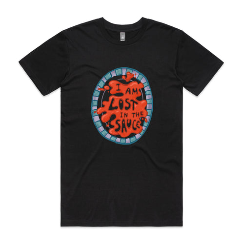 Lost In The Sauce Tee by Lonely Kids Club. All clothing from our T-shirts to our shorts and hoodies are ethically made, and printed packed and shipped from Sydney.