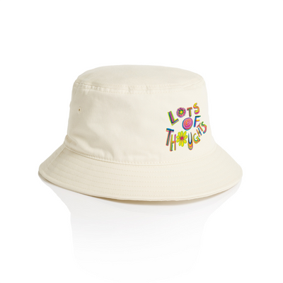 Lots Of Thoughts Bucket Hat by Lonely Kids Club. All clothing from our T-shirts to our shorts and hoodies are ethically made, and printed packed and shipped from Sydney.