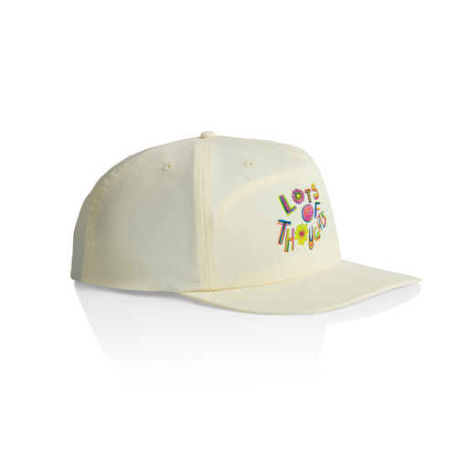 Lots Of Thoughts Cap by Lonely Kids Club. All clothing from our T-shirts to our shorts and hoodies are ethically made, and printed packed and shipped from Sydney.