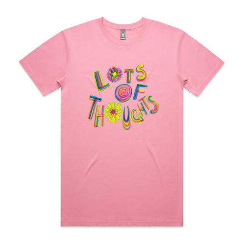 Lots Of Thoughts Tee by Lonely Kids Club. All clothing from our T-shirts to our shorts and hoodies are ethically made, and printed packed and shipped from Sydney.