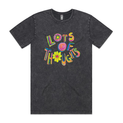 Lots Of Thoughts Tee by Lonely Kids Club. All clothing from our T-shirts to our shorts and hoodies are ethically made, and printed packed and shipped from Sydney.