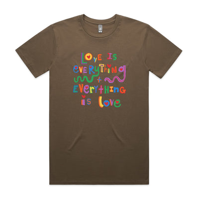 Love Is Everything Tee by Lonely Kids Club. All clothing from our T-shirts to our shorts and hoodies are ethically made, and printed packed and shipped from Sydney.
