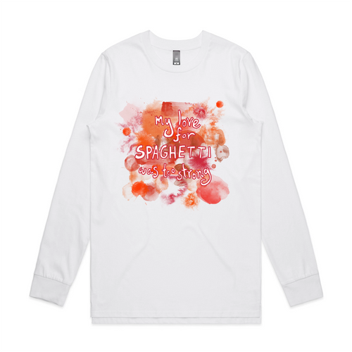 Love For Spaghetti Tee by Lonely Kids Club. All clothing from our T-shirts to our shorts and hoodies are ethically made, and printed packed and shipped from Sydney.