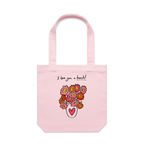 Love You A Bunch Tote by Lonely Kids Club. All clothing from our T-shirts to our shorts and hoodies are ethically made, and printed packed and shipped from Sydney.