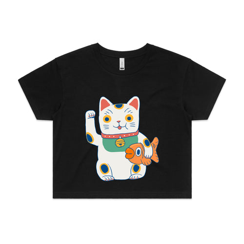 Lucky Cat & Fish Tee by Lonely Kids Club. All clothing from our T-shirts to our shorts and hoodies are ethically made, and printed packed and shipped from Sydney.