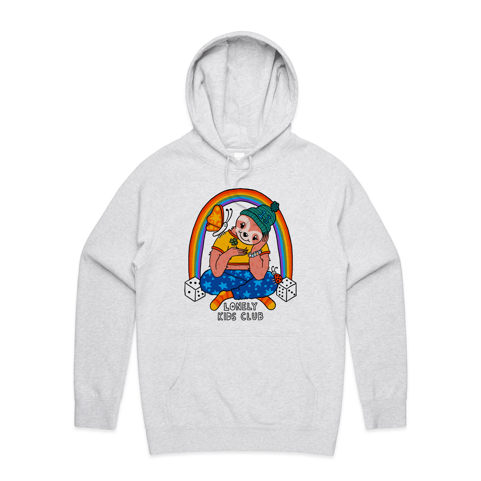 Lucky Charms Hoodie by Lonely Kids Club. All clothing from our T-shirts to our shorts and hoodies are ethically made, and printed packed and shipped from Sydney.