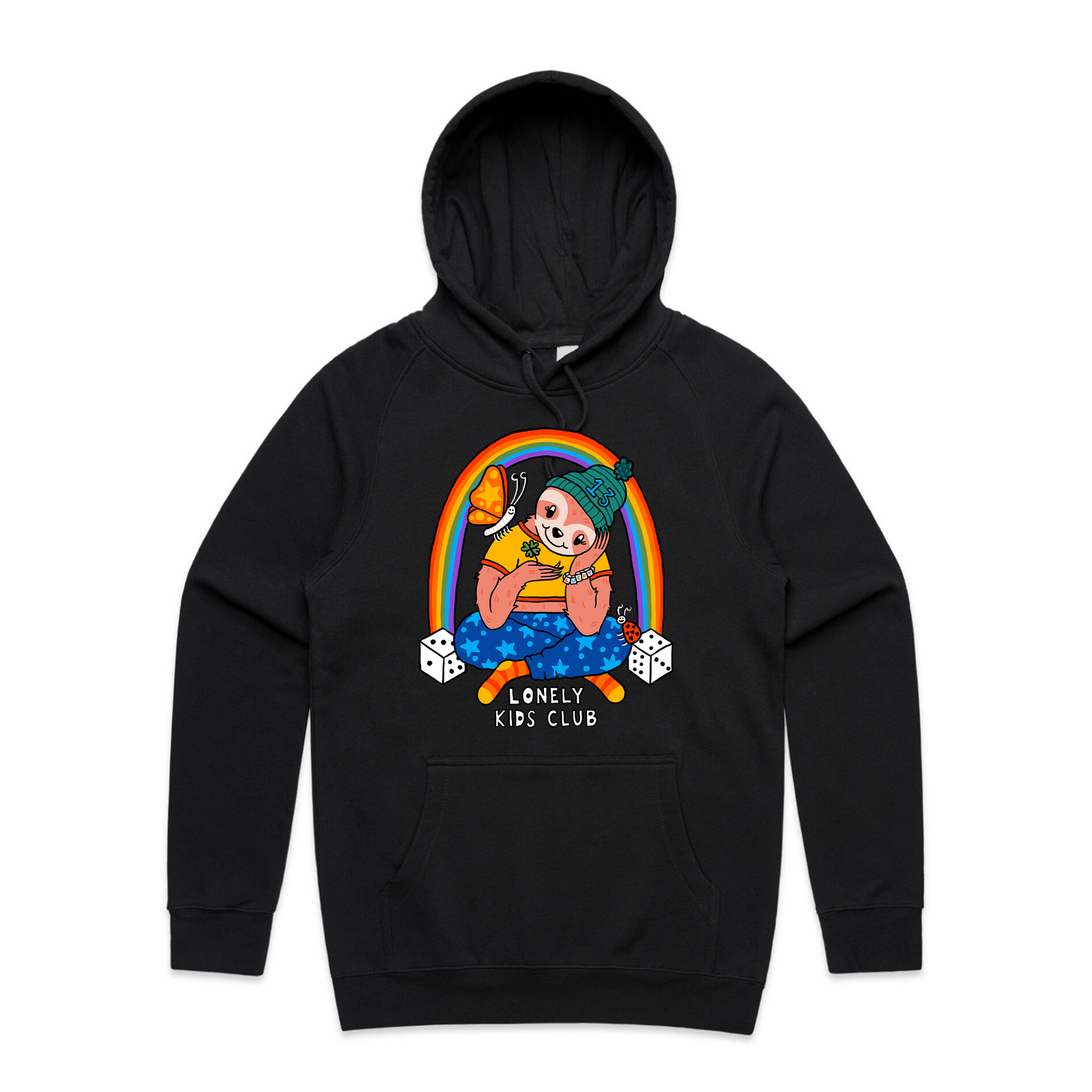 Lucky Charms Hoodie by Lonely Kids Club. All clothing from our T-shirts to our shorts and hoodies are ethically made, and printed packed and shipped from Sydney.