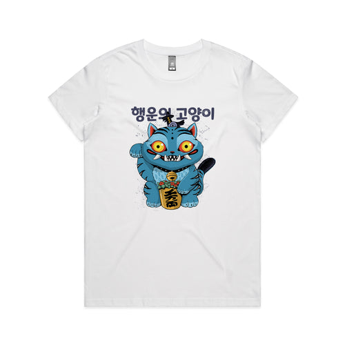 Lucky K Cat Tee by Lonely Kids Club. All clothing from our T-shirts to our shorts and hoodies are ethically made, and printed packed and shipped from Sydney.