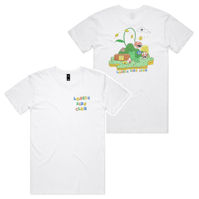 Mario Island Tee by Lonely Kids Club. All clothing from our T-shirts to our shorts and hoodies are ethically made, and printed packed and shipped from Sydney.