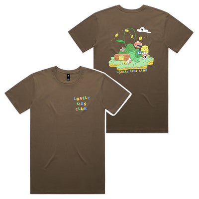 Mario Island Tee by Lonely Kids Club. All clothing from our T-shirts to our shorts and hoodies are ethically made, and printed packed and shipped from Sydney.