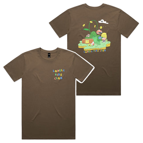 Mario Island Tee by Lonely Kids Club. All clothing from our T-shirts to our shorts and hoodies are ethically made, and printed packed and shipped from Sydney.