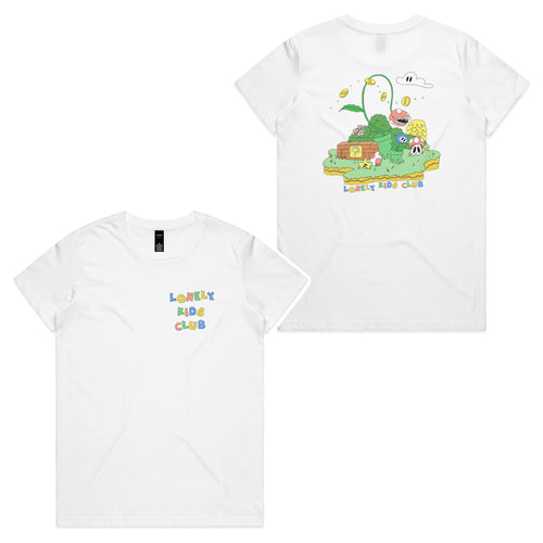 Mario Island Tee by Lonely Kids Club. All clothing from our T-shirts to our shorts and hoodies are ethically made, and printed packed and shipped from Sydney.