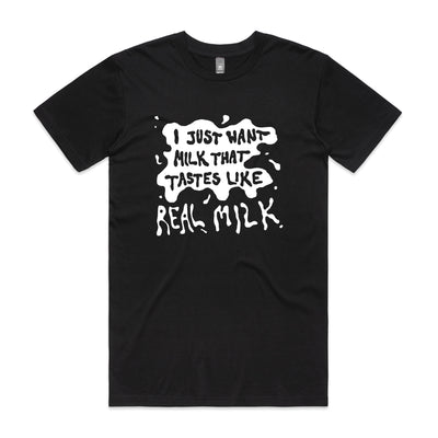 Real Milk Tee by Lonely Kids Club. All clothing from our T-shirts to our shorts and hoodies are ethically made, and printed packed and shipped from Sydney.