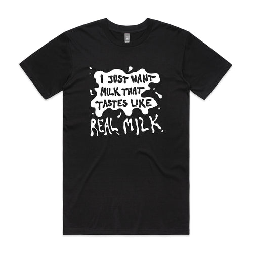 Real Milk Tee by Lonely Kids Club. All clothing from our T-shirts to our shorts and hoodies are ethically made, and printed packed and shipped from Sydney.