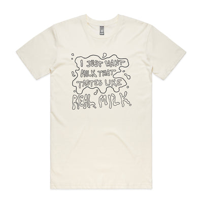 Real Milk Tee by Lonely Kids Club. All clothing from our T-shirts to our shorts and hoodies are ethically made, and printed packed and shipped from Sydney.