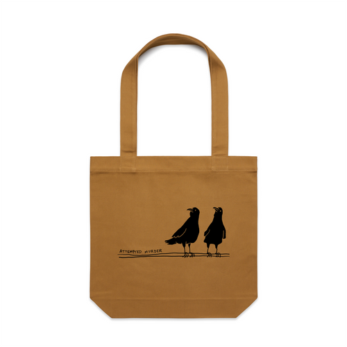 Attempted Murder Tote by Lonely Kids Club. All clothing from our T-shirts to our shorts and hoodies are ethically made, and printed packed and shipped from Sydney.