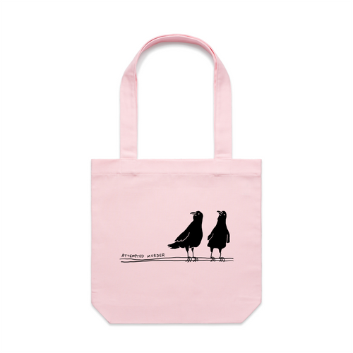 Attempted Murder Tote by Lonely Kids Club. All clothing from our T-shirts to our shorts and hoodies are ethically made, and printed packed and shipped from Sydney.