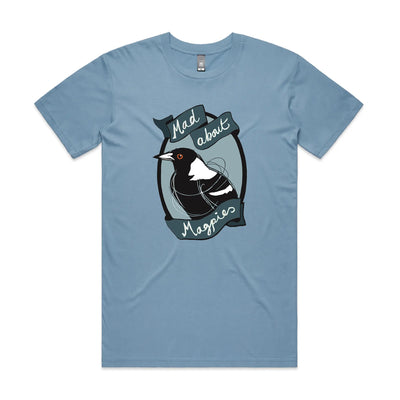Mad About Magpies Tee by Lonely Kids Club. All clothing from our T-shirts to our shorts and hoodies are ethically made, and printed packed and shipped from Sydney.