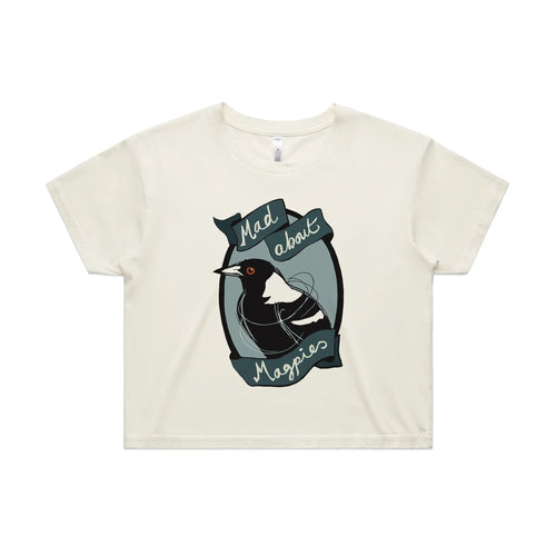 Mad About Magpies Tee by Lonely Kids Club. All clothing from our T-shirts to our shorts and hoodies are ethically made, and printed packed and shipped from Sydney.