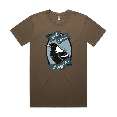 Mad About Magpies Tee by Lonely Kids Club. All clothing from our T-shirts to our shorts and hoodies are ethically made, and printed packed and shipped from Sydney.