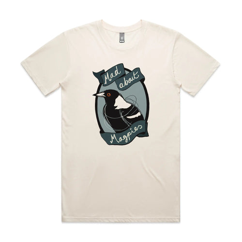 Mad About Magpies Tee by Lonely Kids Club. All clothing from our T-shirts to our shorts and hoodies are ethically made, and printed packed and shipped from Sydney.