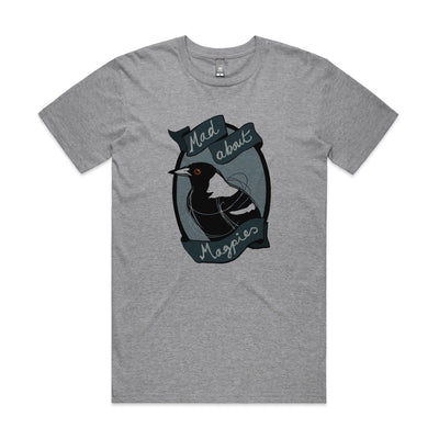 Mad About Magpies Tee by Lonely Kids Club. All clothing from our T-shirts to our shorts and hoodies are ethically made, and printed packed and shipped from Sydney.