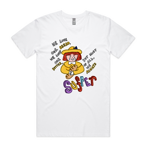 Madeline Tee by Lonely Kids Club. All clothing from our T-shirts to our shorts and hoodies are ethically made, and printed packed and shipped from Sydney.