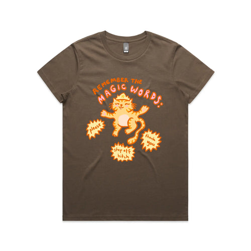 Magic Words Tee by Lonely Kids Club. All clothing from our T-shirts to our shorts and hoodies are ethically made, and printed packed and shipped from Sydney.