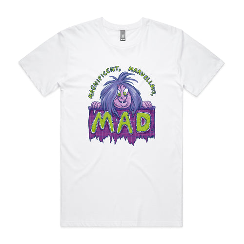 Magnificent, Marvellous, Mad Tee by Lonely Kids Club. All clothing from our T-shirts to our shorts and hoodies are ethically made, and printed packed and shipped from Sydney.
