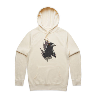 Magpie Attack Hoodie by Lonely Kids Club. All clothing from our T-shirts to our shorts and hoodies are ethically made, and printed packed and shipped from Sydney.