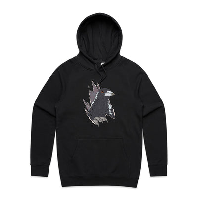 Magpie Attack Hoodie by Lonely Kids Club. All clothing from our T-shirts to our shorts and hoodies are ethically made, and printed packed and shipped from Sydney.