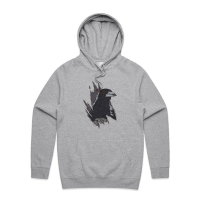 Magpie Attack Hoodie by Lonely Kids Club. All clothing from our T-shirts to our shorts and hoodies are ethically made, and printed packed and shipped from Sydney.