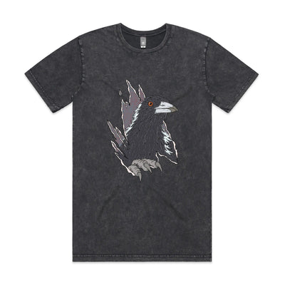 Magpie Attack Tee by Lonely Kids Club. All clothing from our T-shirts to our shorts and hoodies are ethically made, and printed packed and shipped from Sydney.