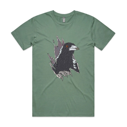 Magpie Attack Tee by Lonely Kids Club. All clothing from our T-shirts to our shorts and hoodies are ethically made, and printed packed and shipped from Sydney.