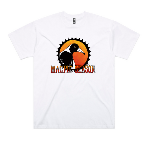 Magpie Season Oversized Tee by Lonely Kids Club. All clothing from our T-shirts to our shorts and hoodies are ethically made, and printed packed and shipped from Sydney.