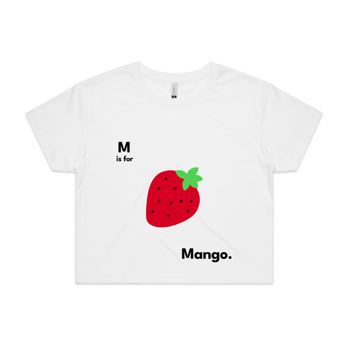 M Is For Mango Tee by Lonely Kids Club. All clothing from our T-shirts to our shorts and hoodies are ethically made, and printed packed and shipped from Sydney.