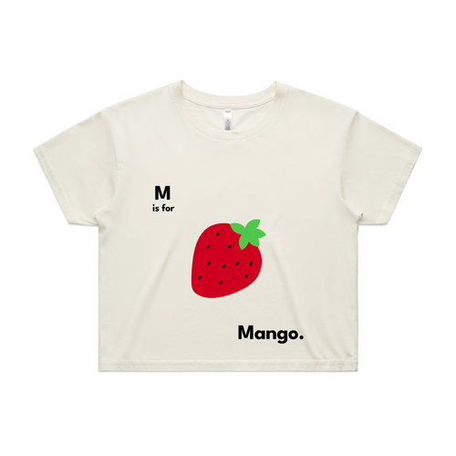 M Is For Mango Tee by Lonely Kids Club. All clothing from our T-shirts to our shorts and hoodies are ethically made, and printed packed and shipped from Sydney.