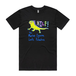 Marine Iguana Looks Fabulous Tee by Lonely Kids Club. All clothing from our T-shirts to our shorts and hoodies are ethically made, and printed packed and shipped from Sydney.