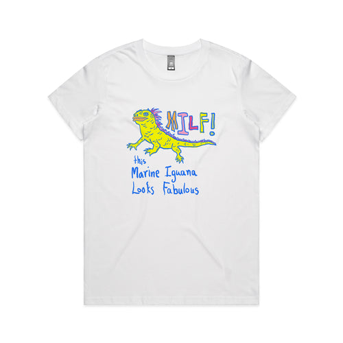 Marine Iguana Looks Fabulous Tee by Lonely Kids Club. All clothing from our T-shirts to our shorts and hoodies are ethically made, and printed packed and shipped from Sydney.