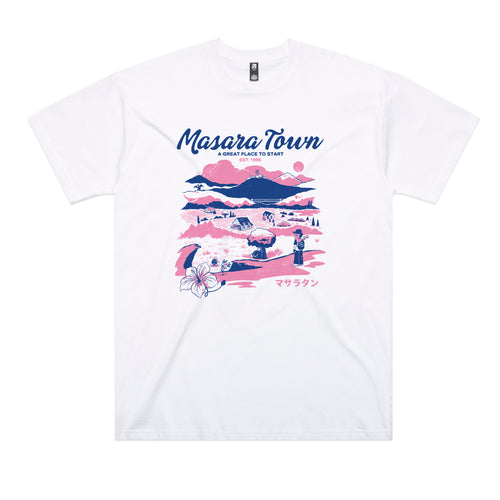 Masara Town Tee by Lonely Kids Club. All clothing from our T-shirts to our shorts and hoodies are ethically made, and printed packed and shipped from Sydney.