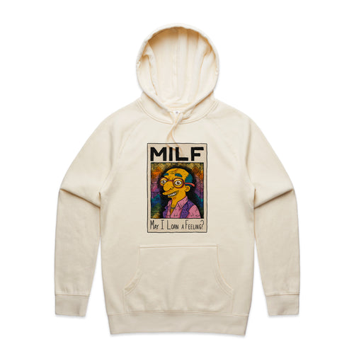 May I Loan A Feeling? Hoodie by Lonely Kids Club. All clothing from our T-shirts to our shorts and hoodies are ethically made, and printed packed and shipped from Sydney.