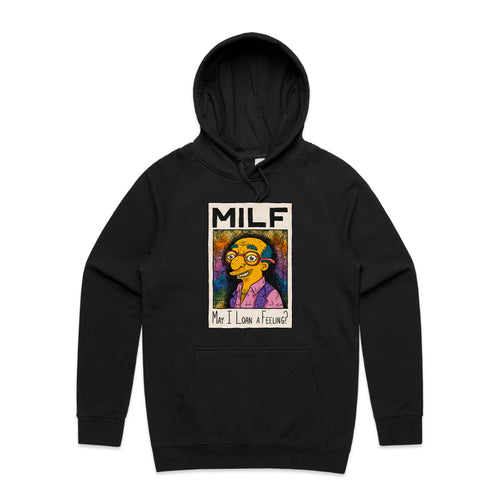 May I Loan A Feeling? Hoodie by Lonely Kids Club. All clothing from our T-shirts to our shorts and hoodies are ethically made, and printed packed and shipped from Sydney.