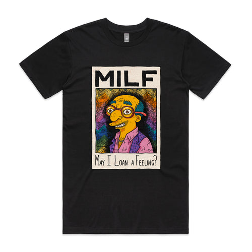 May I Loan A Feeling? Tee by Lonely Kids Club. All clothing from our T-shirts to our shorts and hoodies are ethically made, and printed packed and shipped from Sydney.