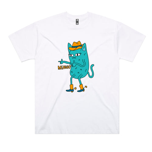 Meowdy Tee by Lonely Kids Club. All clothing from our T-shirts to our shorts and hoodies are ethically made, and printed packed and shipped from Sydney.