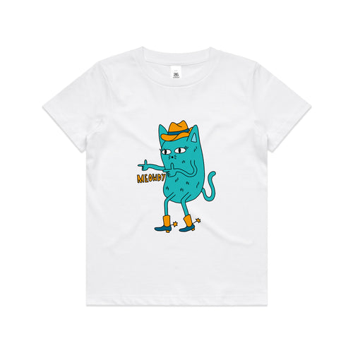 Meowdy Kids Tee by Lonely Kids Club. All clothing from our T-shirts to our shorts and hoodies are ethically made, and printed packed and shipped from Sydney.