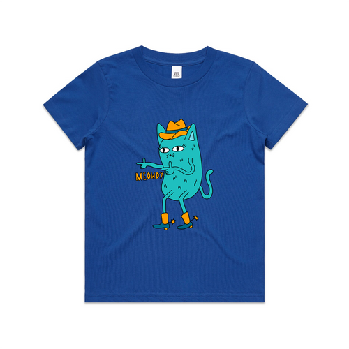 Meowdy Kids Tee by Lonely Kids Club. All clothing from our T-shirts to our shorts and hoodies are ethically made, and printed packed and shipped from Sydney.