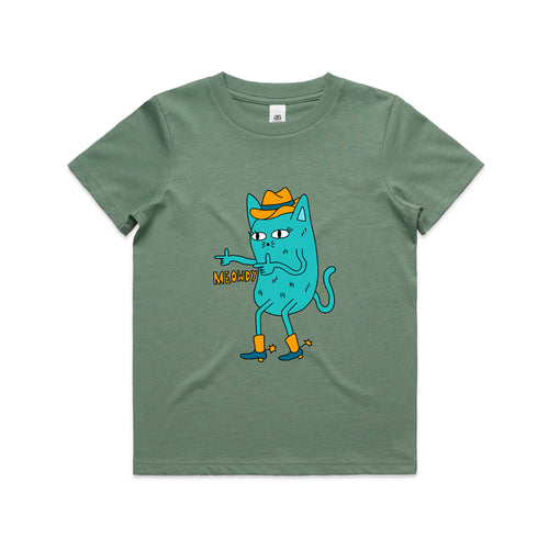 Meowdy Kids Tee by Lonely Kids Club. All clothing from our T-shirts to our shorts and hoodies are ethically made, and printed packed and shipped from Sydney.
