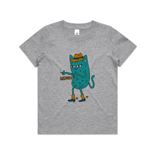 Meowdy Kids Tee by Lonely Kids Club. All clothing from our T-shirts to our shorts and hoodies are ethically made, and printed packed and shipped from Sydney.