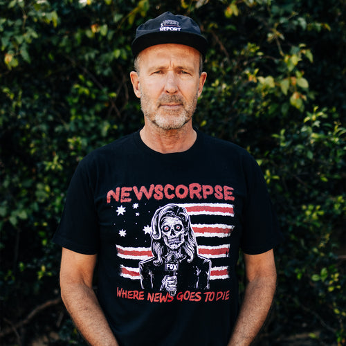 Newscorpse Tee by Lonely Kids Club. All clothing from our T-shirts to our shorts and hoodies are ethically made, and printed packed and shipped from Sydney.
